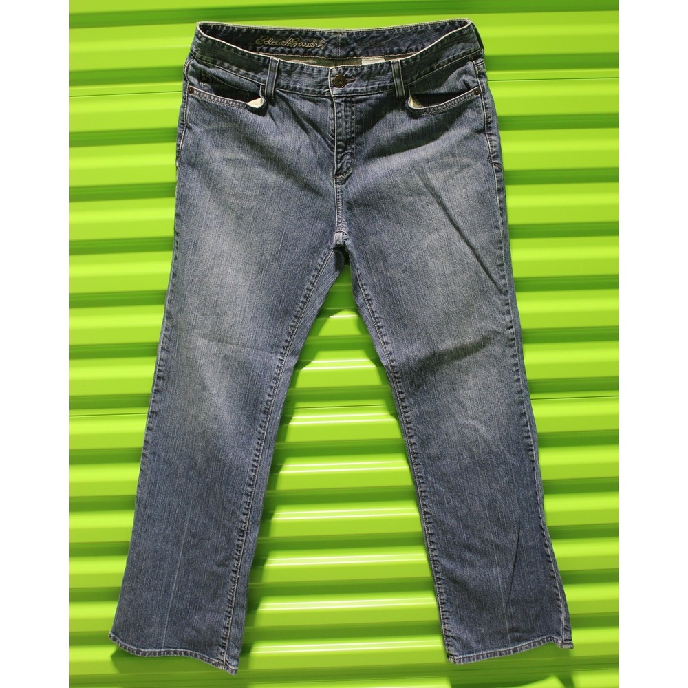 Eddie Bauer Womens Classic Bootcut Jeans Adriatic Blue Stretch Denim 12R